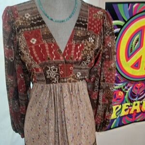 1970s Vintage Patchwork True Hippie Maxi Dress